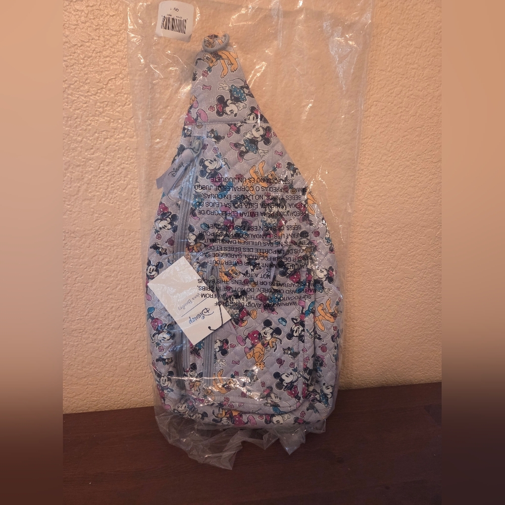 Vera Bradley White Quilted Sling Backpack with Multicolor Character Print - Picture 9 of 9